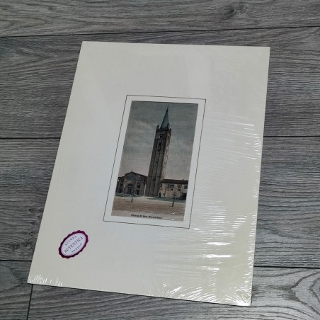 Stampa antica Chiesa e campanile di San Mercuriale fine 800