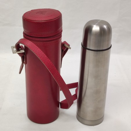 Custodia in pelle rossa porta thermos nuova