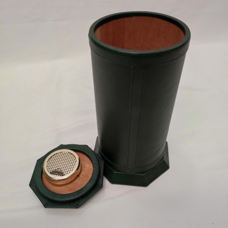 Custodia in pelle verde porta sigari con deumidificatore nuova