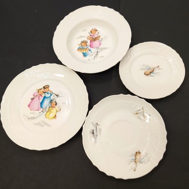 Servizio in ceramica Richard Ginori per bambino 4 pezzi decoro angioletti