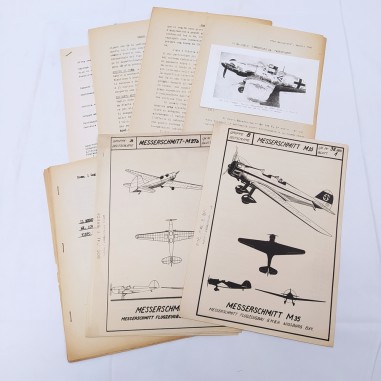 Lotto documenti aereo Messerschmitt EM 109 E eF dettagli tecnici, disegni e foto