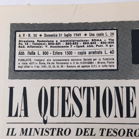 Rivista l'Automobile A. V n° 30 Domenica 31 Luglio 1949
