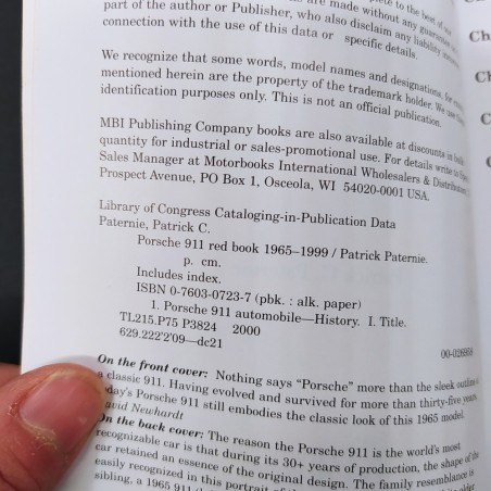 Libro Porsche 911 Red Book 1965-1999 Patrick C. Paternie 2000