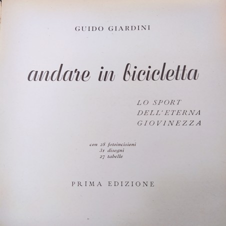 Libro Andare in bicicletta Guido Giardini 1941