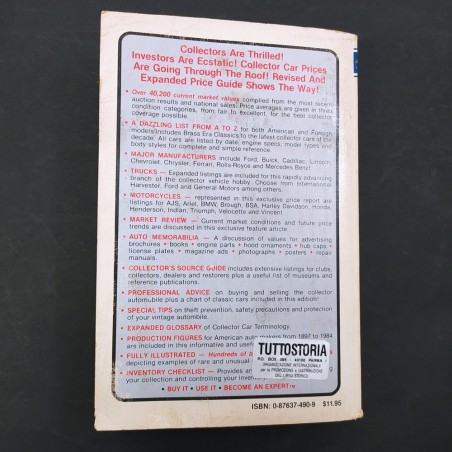 Libro The official price guide to collector cars Thomas E. Hudgeons III 1985