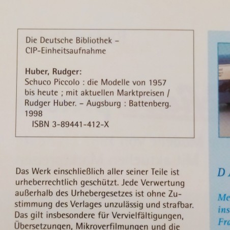 Libro Schuco piccolo Die modelle von 1957 bis heute Rudger Huber 1998