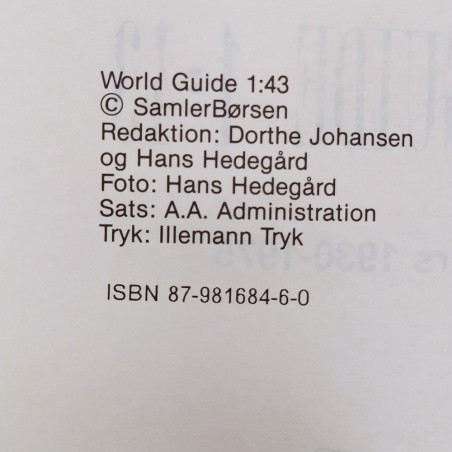 Libro World guide model cars 1:43 Hans Hadegard 1991