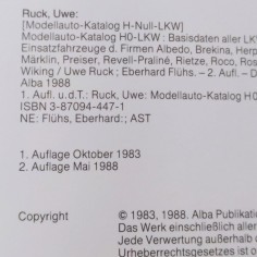 Libro Modellauto Katalog Ho-LKW Uwe Ruck, Eberhard Fluhs 1988 2