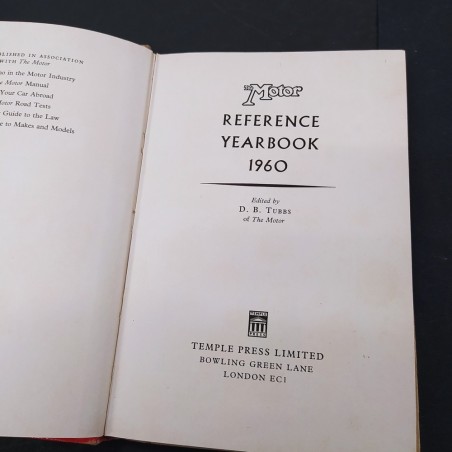 Libro The Motor reference yearbook 1960 D.B. Tubbs 1960