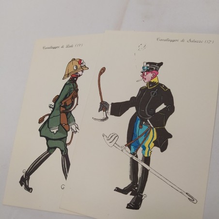 Lotto di cartoline Le uniformi di cavalleria 1915 Stato Maggiore Esercito