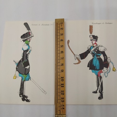 Lotto di cartoline Le uniformi di cavalleria 1915 Stato Maggiore Esercito