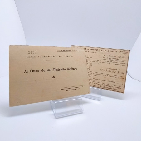 ACI Treviso Lotto di tagliandi distretto Militare per vidimazione patente 1938