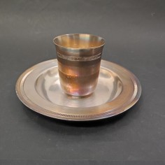 Christofle set piattino e bicchiere con bella ossidazione 2