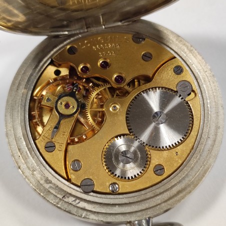 Longines orologio da tasca in acciaio quadrante bianco doppio orario