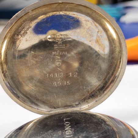 Longines orologio da tasca in acciaio quadrante bianco doppio orario