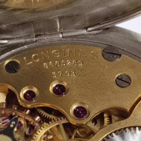Longines orologio da tasca in acciaio quadrante bianco doppio orario