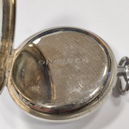 Longines orologio da tasca in acciaio quadrante bianco doppio orario