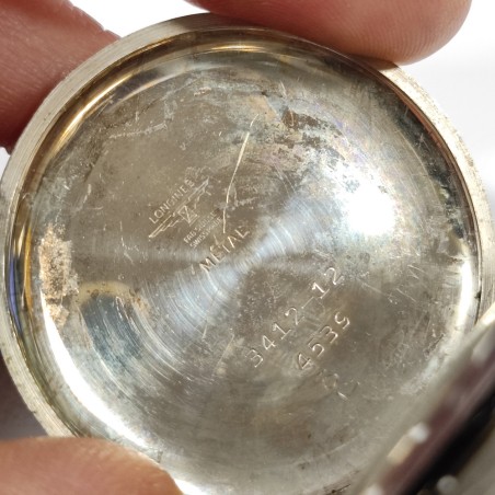 Longines orologio da tasca in acciaio quadrante bianco doppio orario