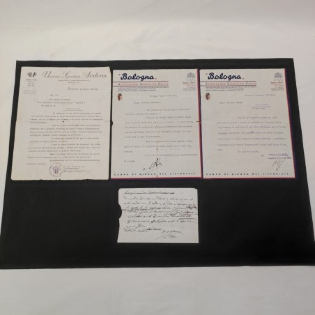 Lotto di 4 lettere Bologna calcio giocatore Piccioli anni 1938 1939