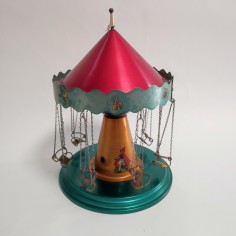 Giocattolo in latta giostra bambini seggiolini volanti 22x34 cm 2