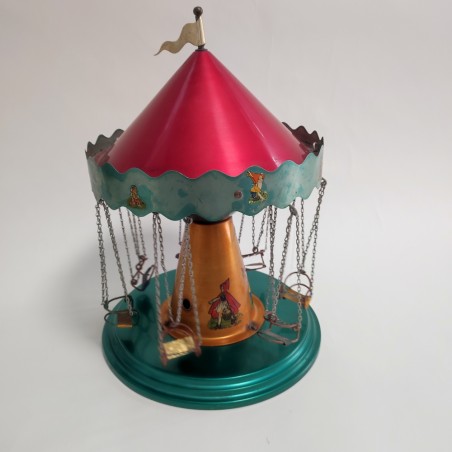Giocattolo in latta giostra bambini seggiolini volanti 22x34 cm