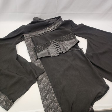 Kimono Punk Rave nero con pizzo e corsetto in simil pelle tg 40
