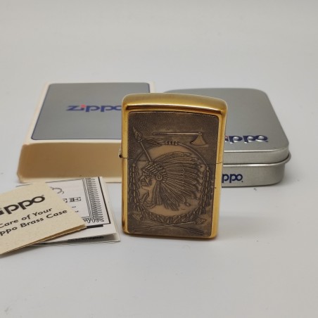 Accendino Zippo in ottone 254BBS Capo Indiano B142 nuovo