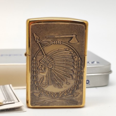 Accendino Zippo in ottone 254BBS Capo Indiano B142 nuovo