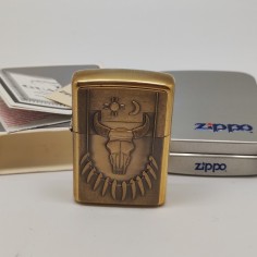Accendino Zippo in ottone 254BBS Teschio di toro B143 inusato