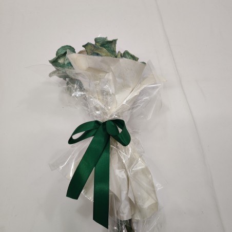 Piccolo bouquet con 7 fiori finti di cartapesta realizzati a mano