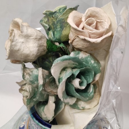 Piccolo bouquet con 6 fiori finti di cartapesta realizzati a mano