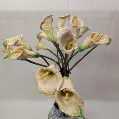 Lotto di 11 fiori finti calle grandi cartapesta molto ben realizzate h. 80/90 cm