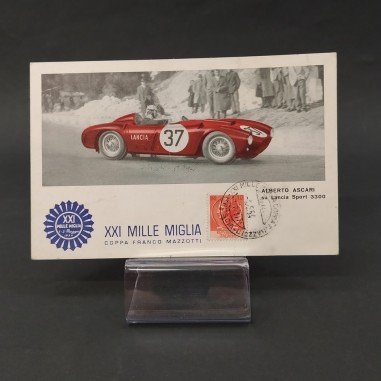 Cartolina commemorativa XXI Mille Miglia annullo 01/05/1954