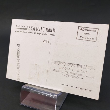 Cartolina commemorativa XXI Mille Miglia annullo 01/05/1954