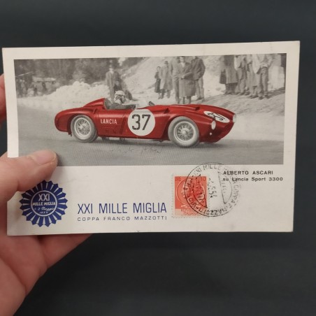 Cartolina commemorativa XXI Mille Miglia annullo 01/05/1954