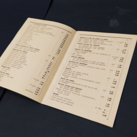 Catalogo listino prezzi accessori per velocipedi Giuseppe Folcia 1939