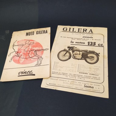 Lotto di 2 brochure Gilera, la nuova 125 e campionati vinti 1950