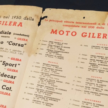 Lotto di 2 brochure Gilera, la nuova 125 e campionati vinti 1950