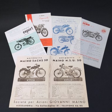 Lotto di 5 volantini brochure cataloghi motociclette anni 50