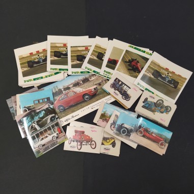 Blocco 77 tra foto originali figurine e cartoline automobili molte Ferrari
