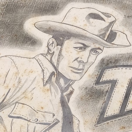 Tex Willer disegno a matita copia da originale di Galleppini firmato dall'autore
