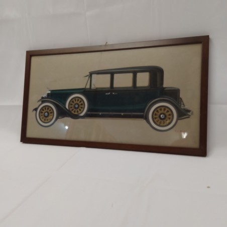 Disegno originale tempera su carta autore F.L. Rapi auto Lincoln V8 Limousine