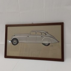 Disegno originale tempera su carta autore F.L. Rapi auto Pierce Arrow 1933