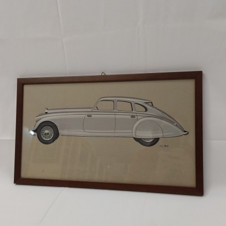 Disegno originale tempera su carta autore F.L. Rapi auto Pierce Arrow 1933