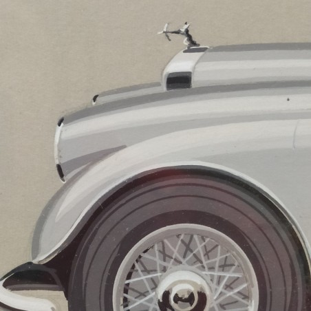 Disegno originale tempera su carta autore F.L. Rapi auto Pierce Arrow 1933