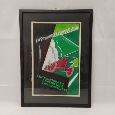Bozzetto poster VIII campionato provinciale automobilistico anni 30