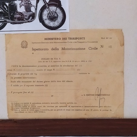 Pannello documenti Moto Norton anno 1962 70x55 cm