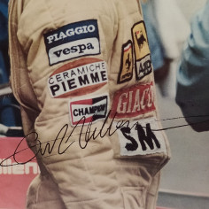 Foto poster incorniciato Gilles Villeneuve autografo stampato 50x72 cm 2