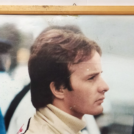 Foto poster incorniciato Gilles Villeneuve autografo stampato 50x72 cm