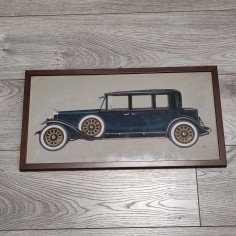 Disegno originale tempera su carta autore F.L. Rapi auto Lincoln V8 Limousine 2